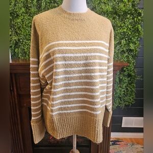 Heavy Cozy Beige and‎ White Striped Sweater
